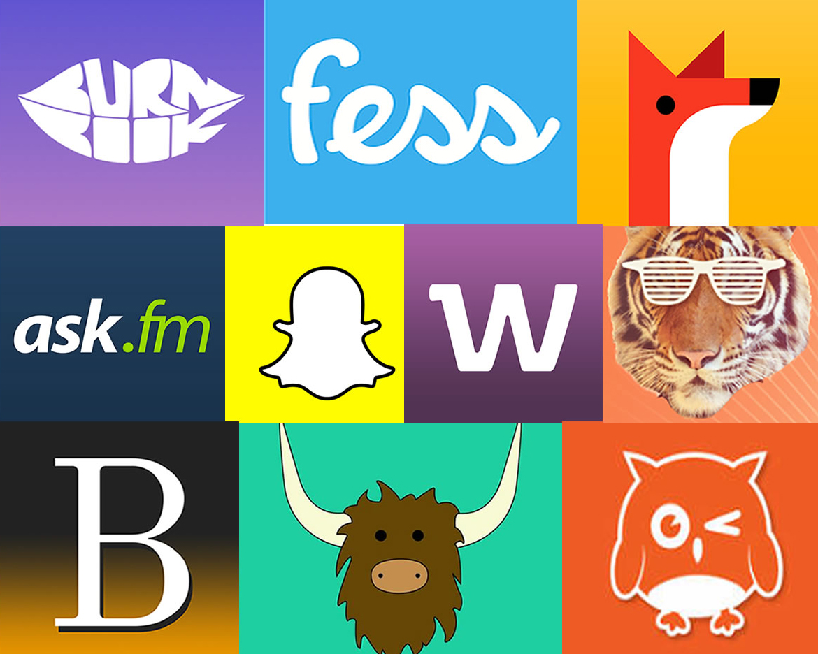 A graphic showing a collection of app logos