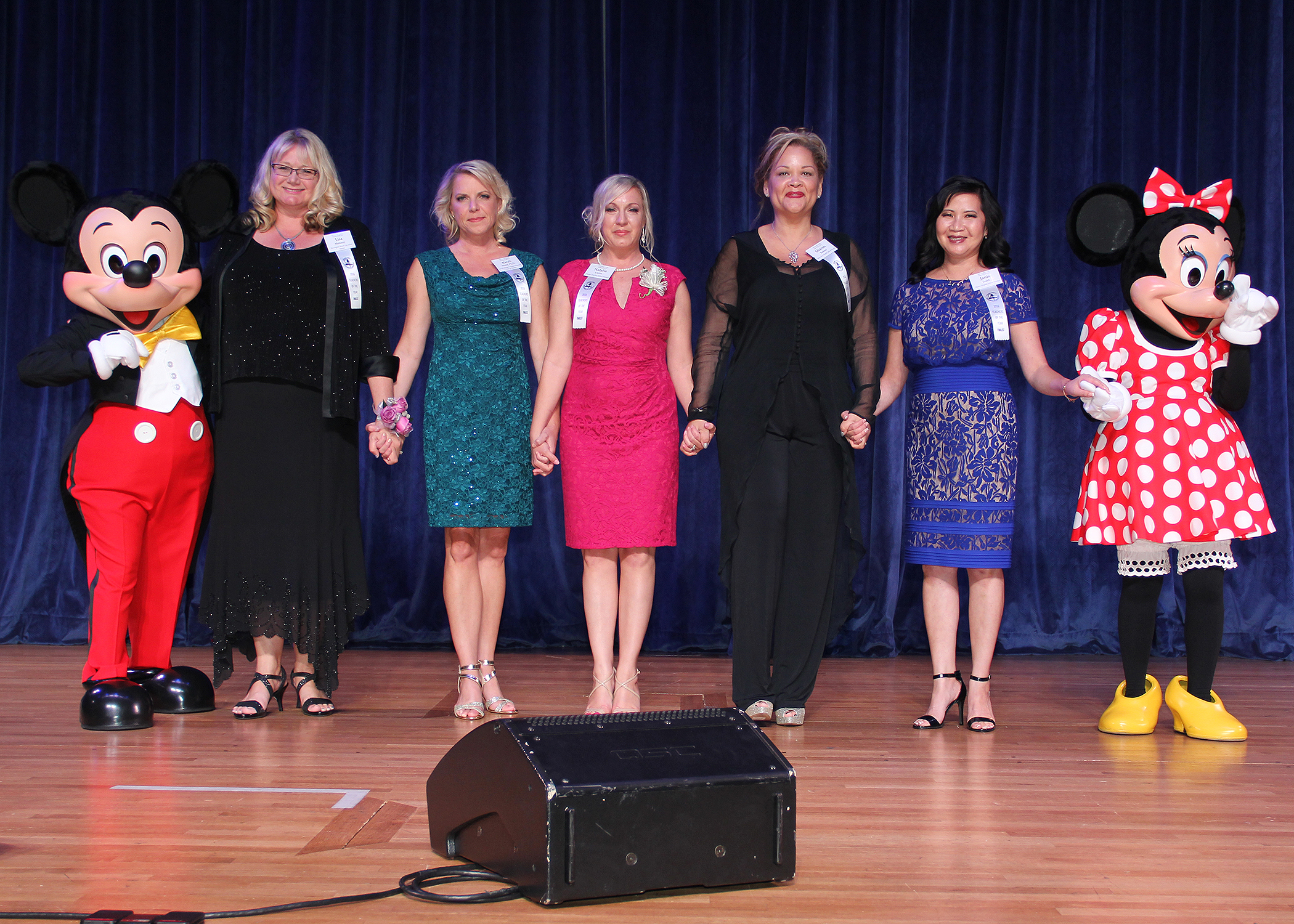 Teachers of the Year with Mickey and Minnie Mouse
