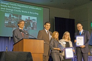 Representatives from OCDE and OC Waste & Recycling being jointly recognized in Sacramento