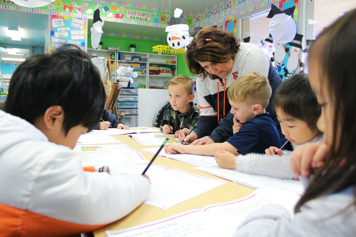 Kindergarteners in a classroom