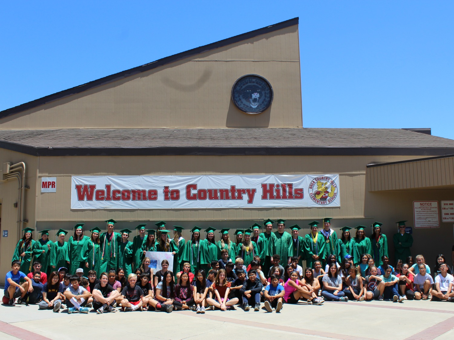 Brea Olinda High School seniors visit with Country Hills Elementary School students