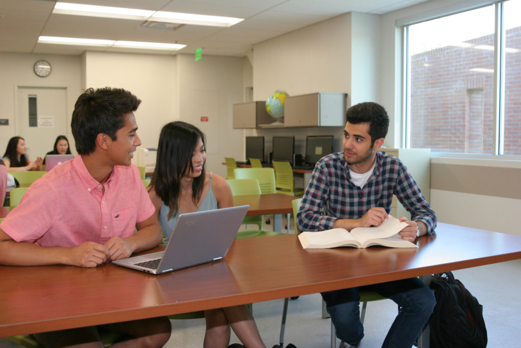 Irvine Valley College students Julian Brito, Katrina Dagg and Omid Mohammadi