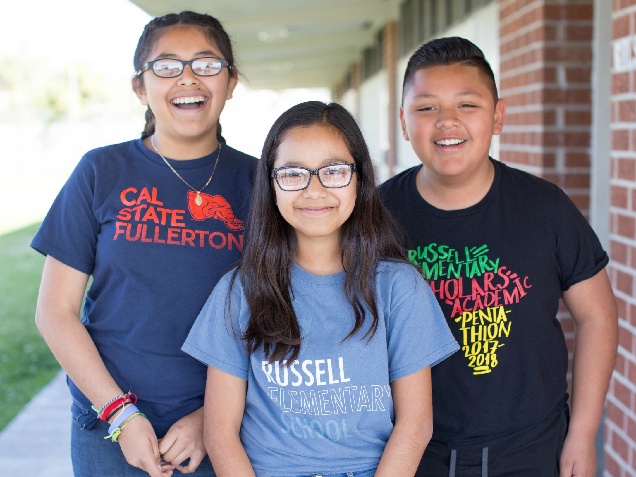 Three students from Russell Elementary School