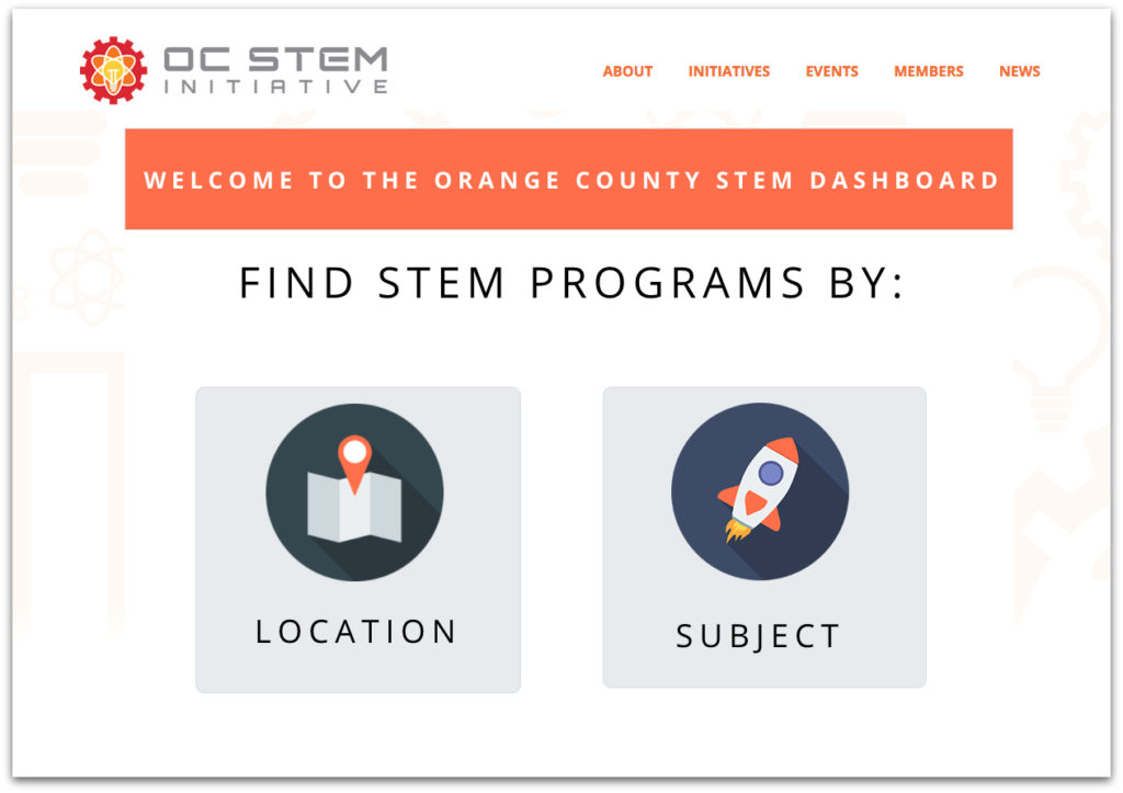Screenshot of the OC STEM Dashboard