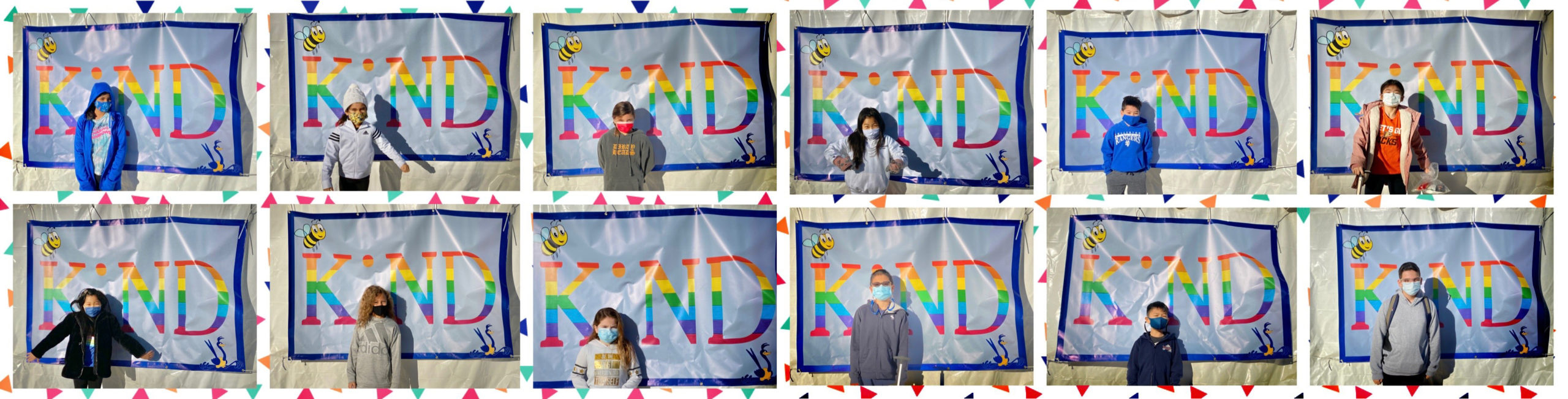 kids in front of kindness banner