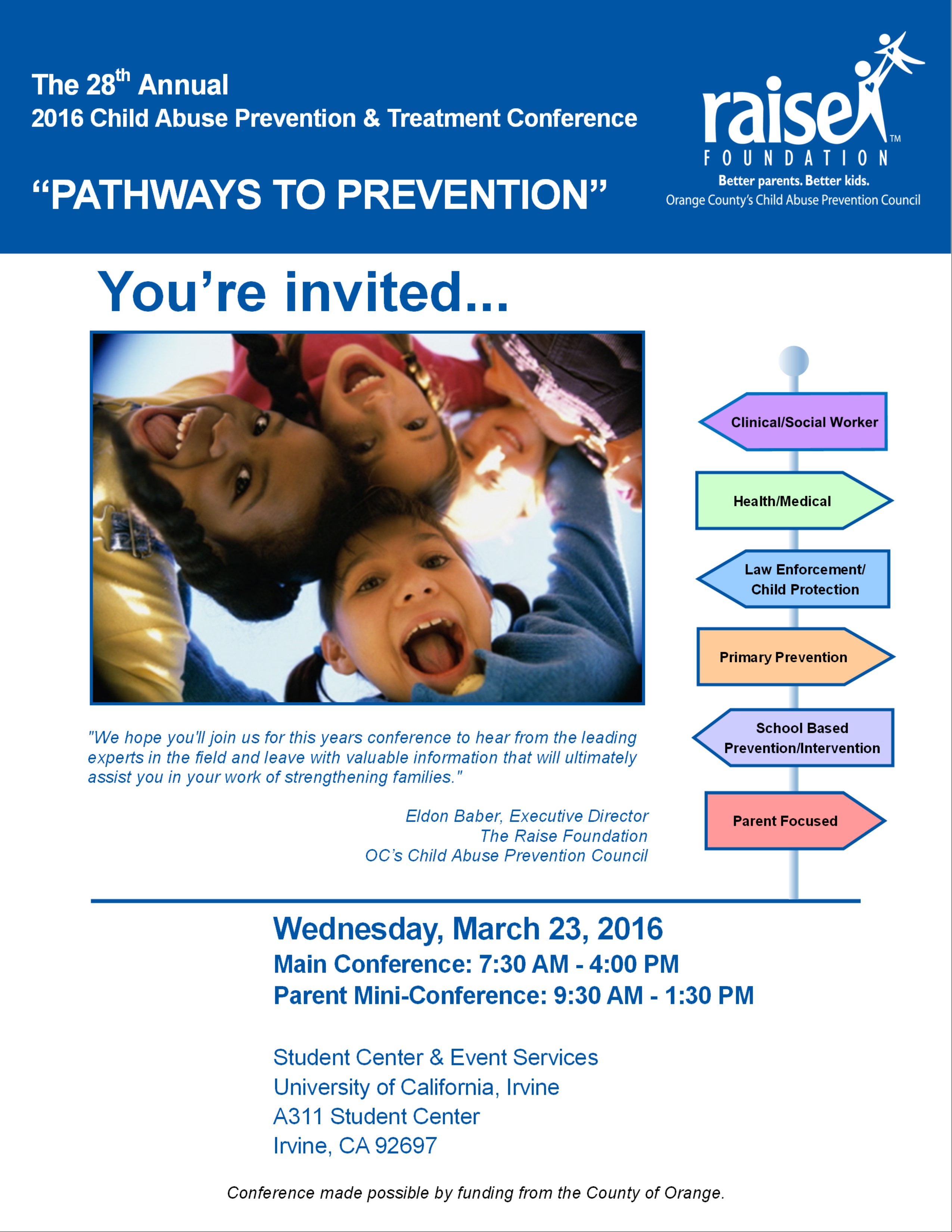 An image of a flier for the 28th annual Child Abuse Prevention & Treatment Conference