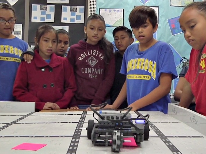 An image of students participating in robotics in the Anaheim Elementary School District