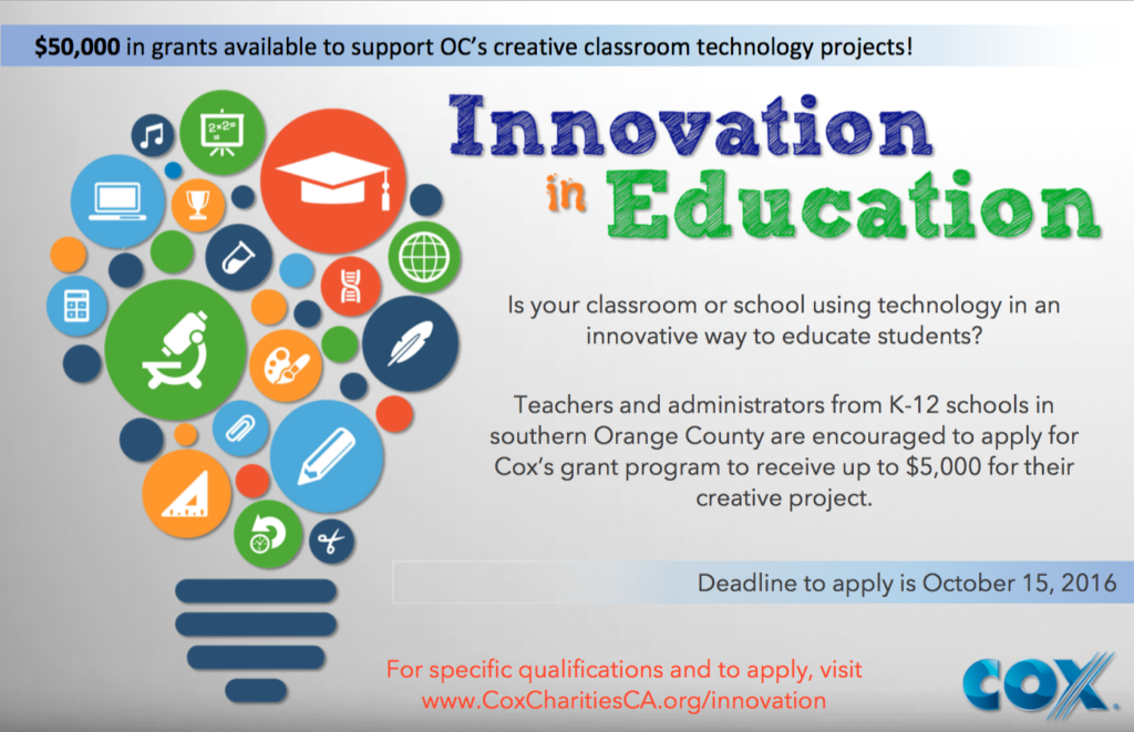 Cox Communications' Innovation in Education grant program poster