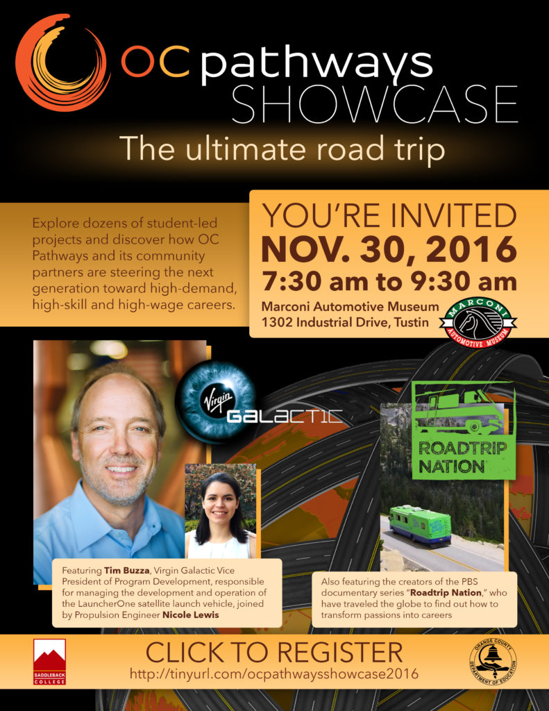 The invitation to the OC Pathways Showcase on Nov. 30