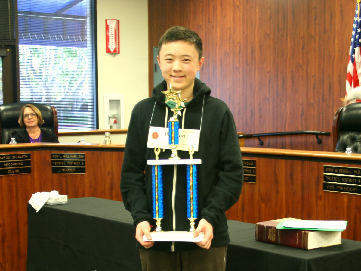 Orange County Spelling Bee winner Winston Zuo