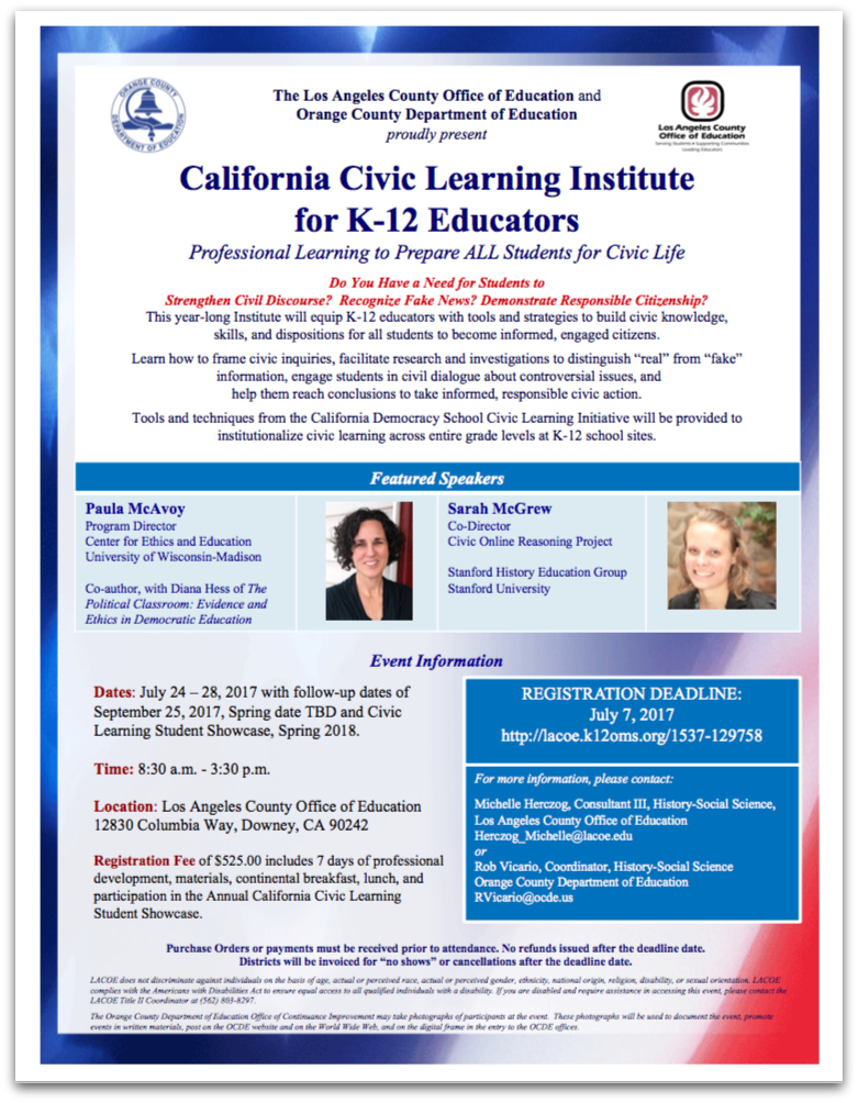 California Civic Learning Institute flier