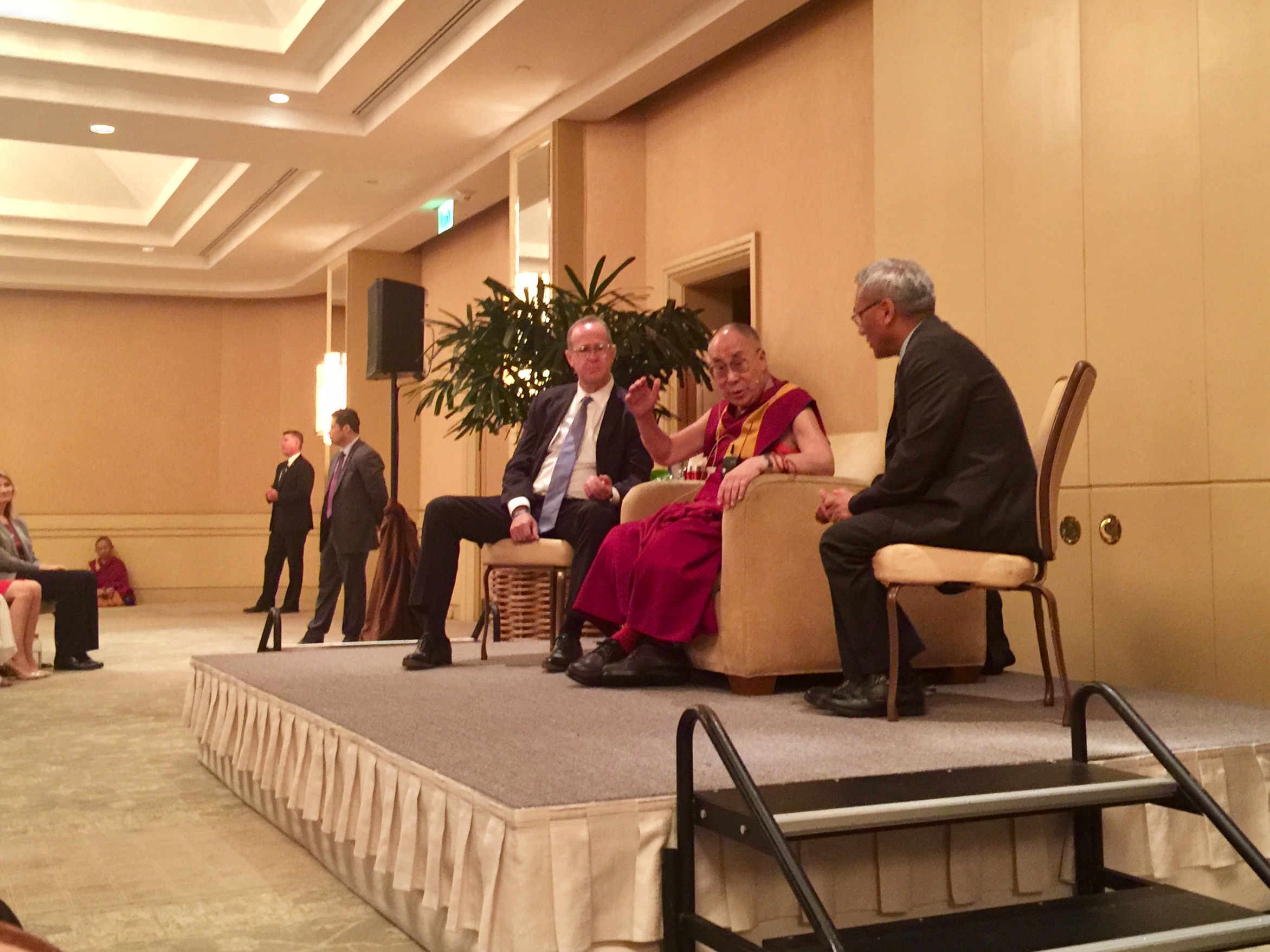 The Dalai Lama with Anaheim Mayor Tom Tait