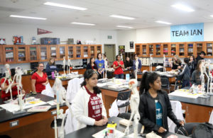 science classroom filled with high school students