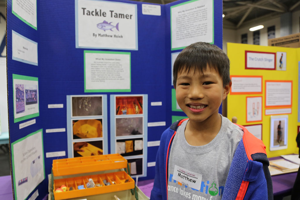 A Tustin student at Irvine Valley College's Astounding Inventions competition