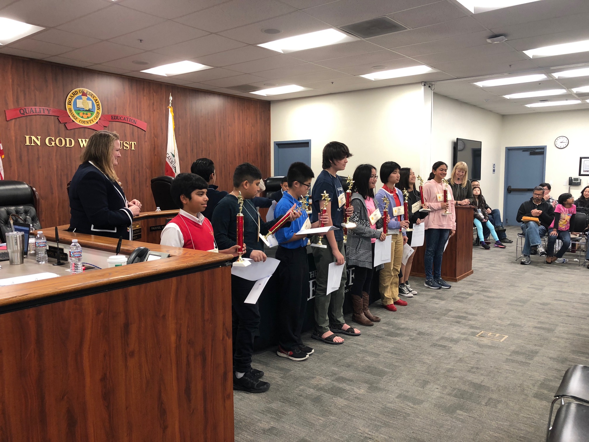The nine third-place finishers in the Orange County Spelling Bee