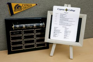 Cypress College pennant and signage