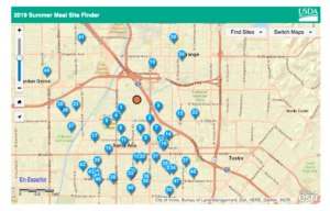 a map of sites offering free lunches
