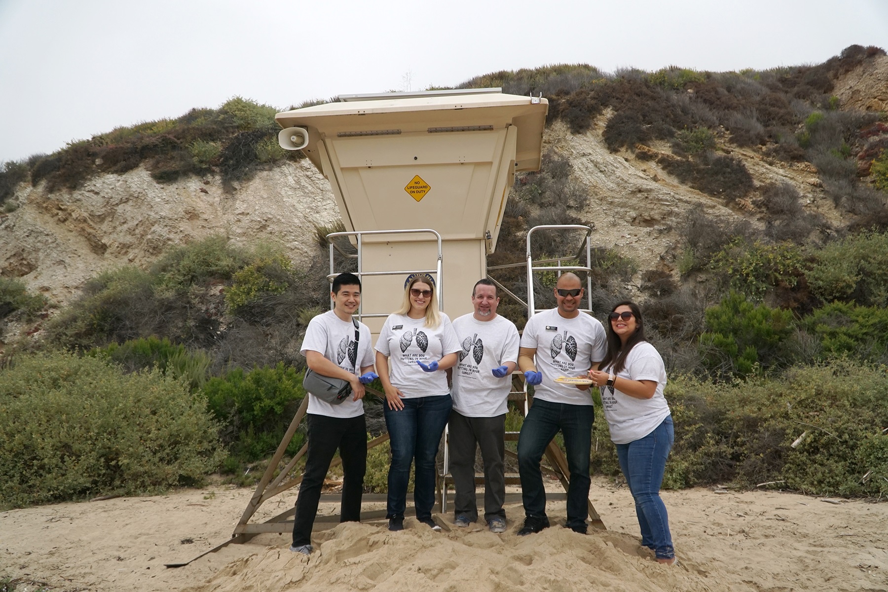OCDE staff at a beach cleanup event