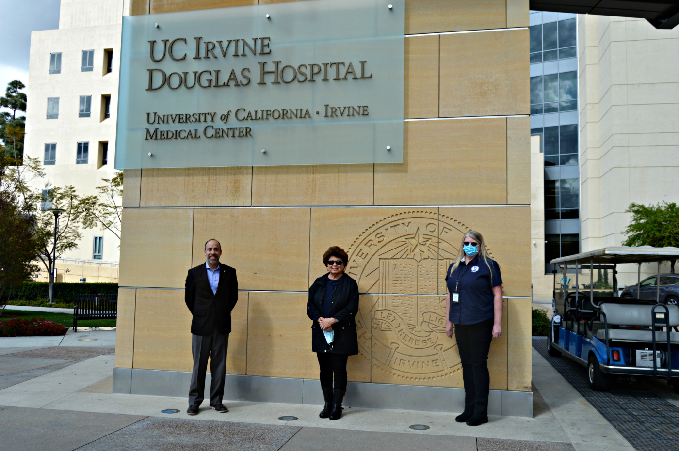 UCI Health CEO Chad T. Lefteris, GGUSD Board of Education Vice President Teri Rocco, and GGUSD School Nurse Department Chair Cheryl Gibbs