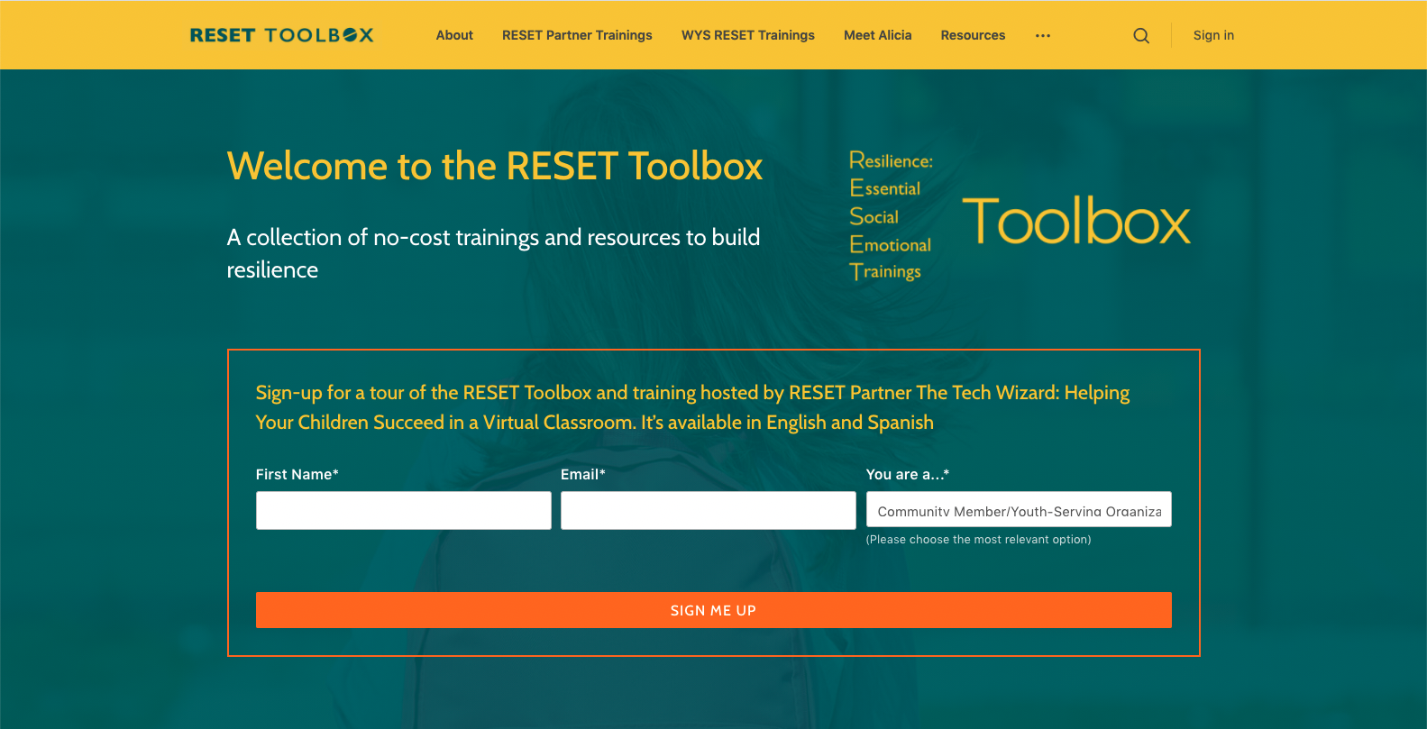 RESET Toolbox homepage
