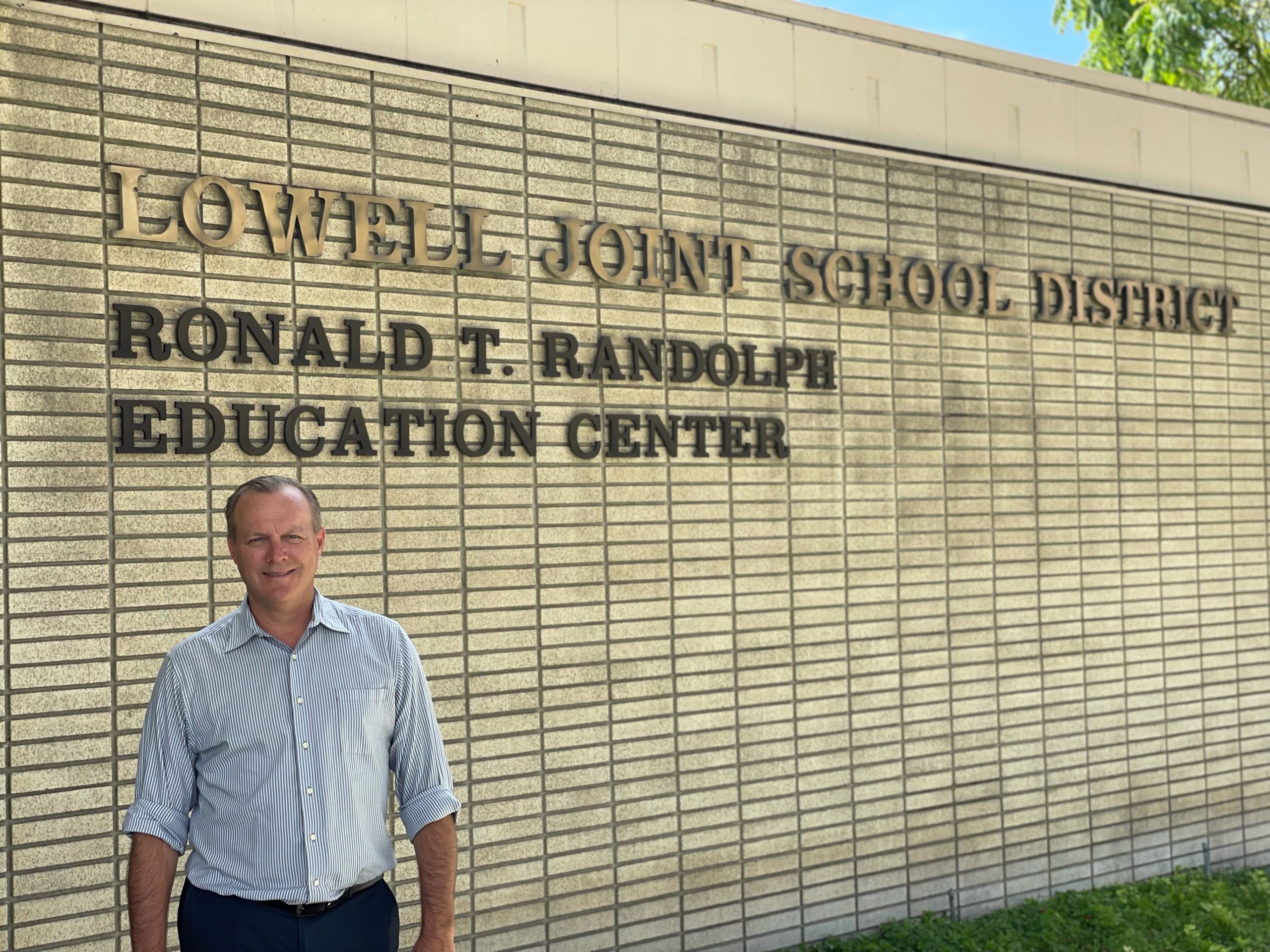 Lowell Joint School District Jim Coombs outside the district's offices