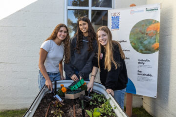 Laguna Beach High School students take part in an opening ceremony marking the launch of a new edible garden on campus.