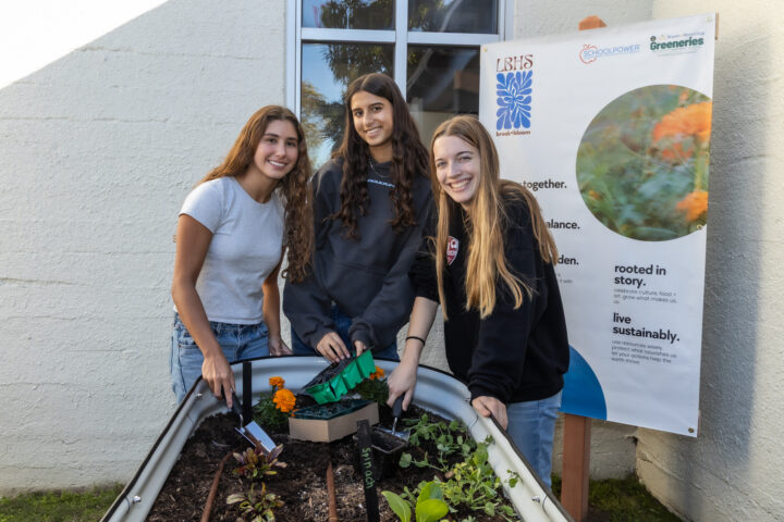 Laguna Beach High School students take part in an opening ceremony marking the launch of a new edible garden on campus.