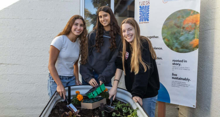 Laguna Beach High School students take part in an opening ceremony marking the launch of a new edible garden on campus.