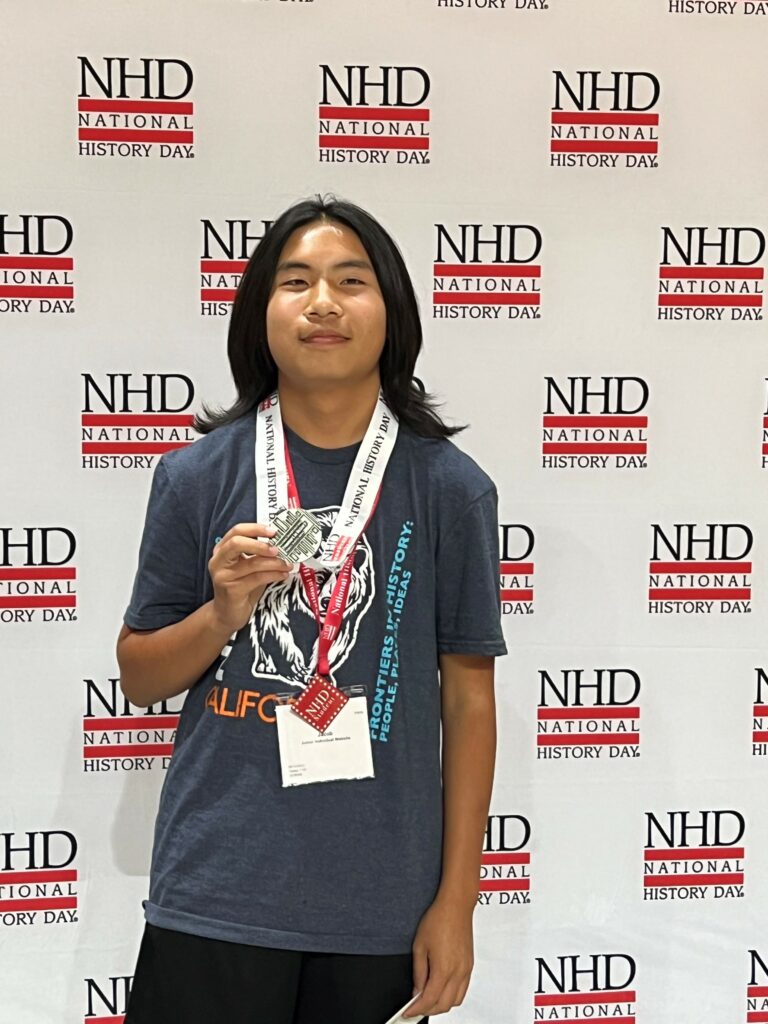 Venado Middle School student Jacob Dinh won second place junior individual website at the National History Day 2023 National Contest.