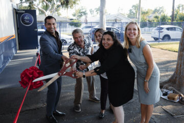Fullerton School District educators and staff "cut the ribbon" at the opening of The Hub at Valencia Park Elementary on Oct. 9.