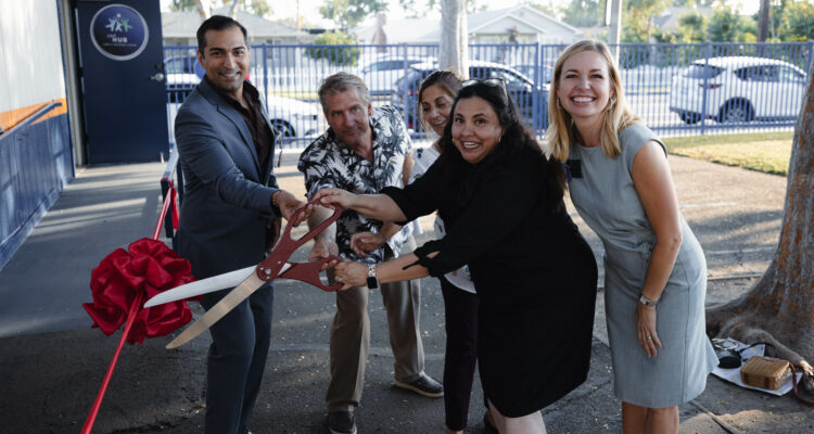 Fullerton School District educators and staff "cut the ribbon" at the opening of The Hub at Valencia Park Elementary on Oct. 9.
