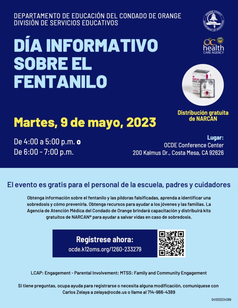 Fentanyl forum flier in Spanish