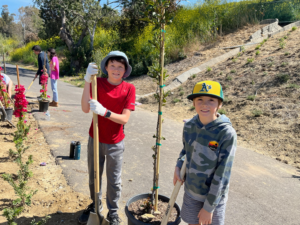Oxford Preparatory Academy students' plant trees on service day