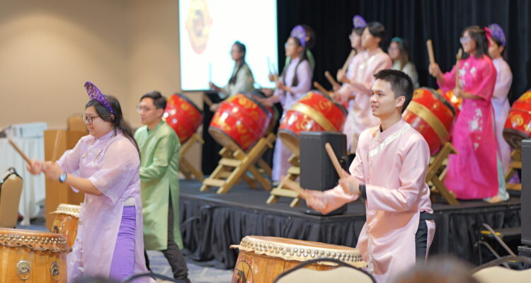 Westminster High School students perform onstage during the Saturday program.