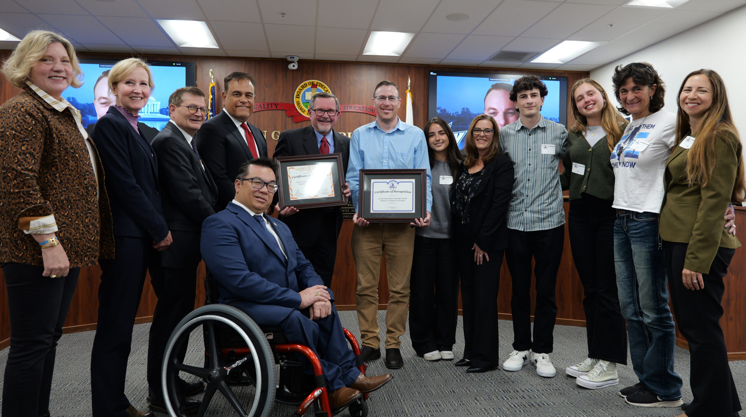 Jewish Federation of Orange County members with the Orange County Board of Education and County Superintendent Dr. Stefan Bean.