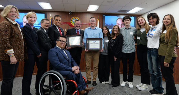 Jewish Federation of Orange County members with the Orange County Board of Education and County Superintendent Dr. Stefan Bean.