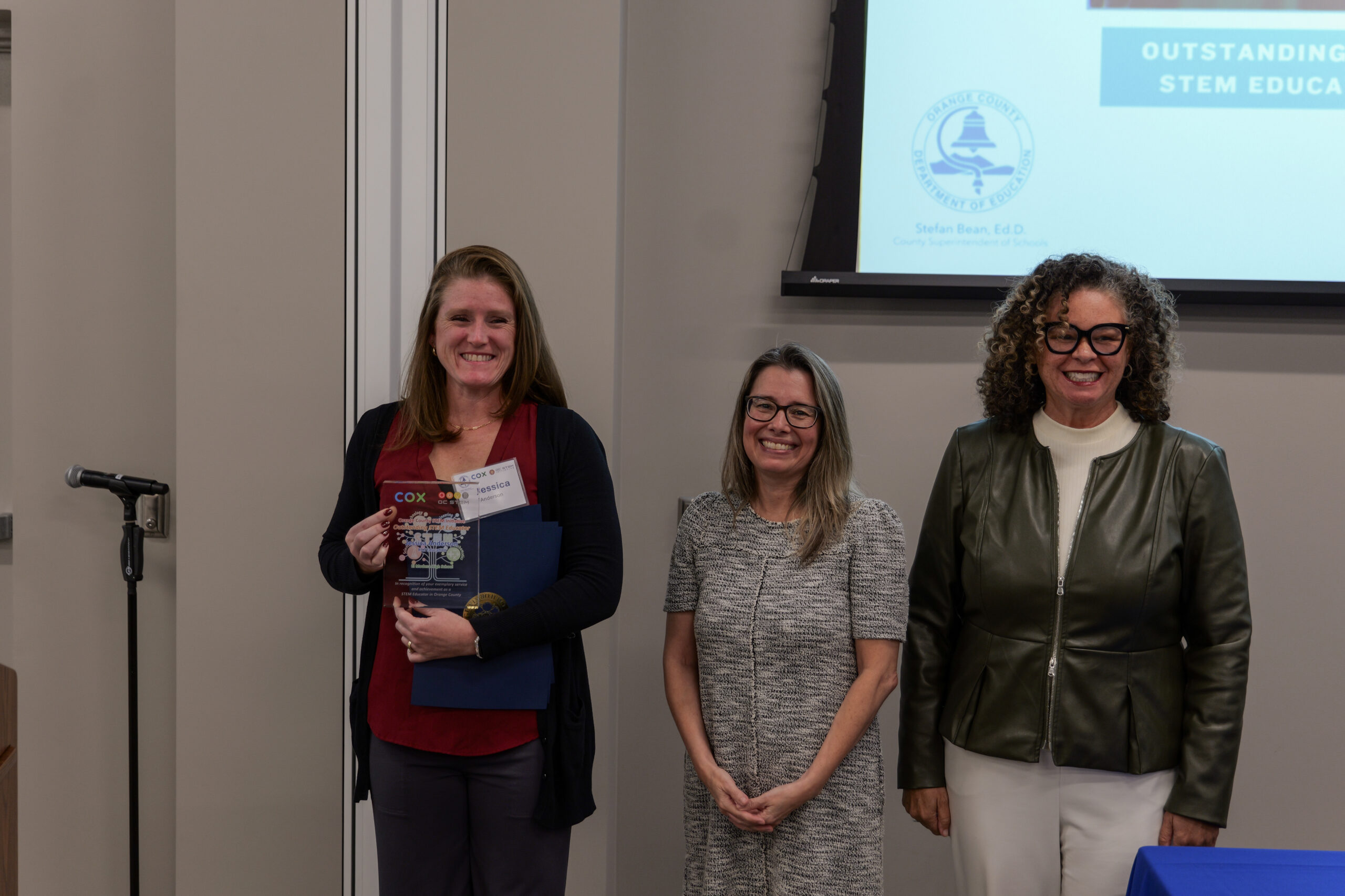 Jessica Anderson receives the award for Outstanding K–12 STEM Educator.