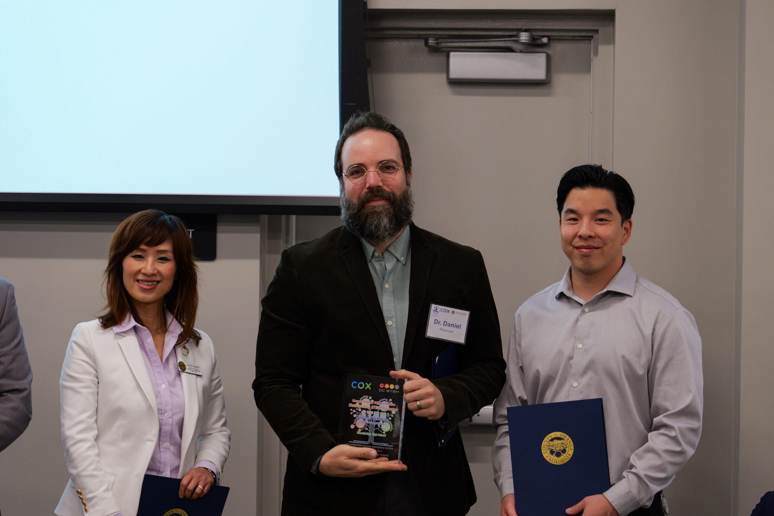 Dr. Daniel Pilchman receives the Outstanding Career Awareness Educator Award.