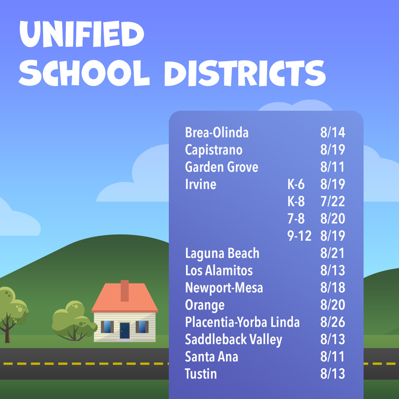 School start dates graphic