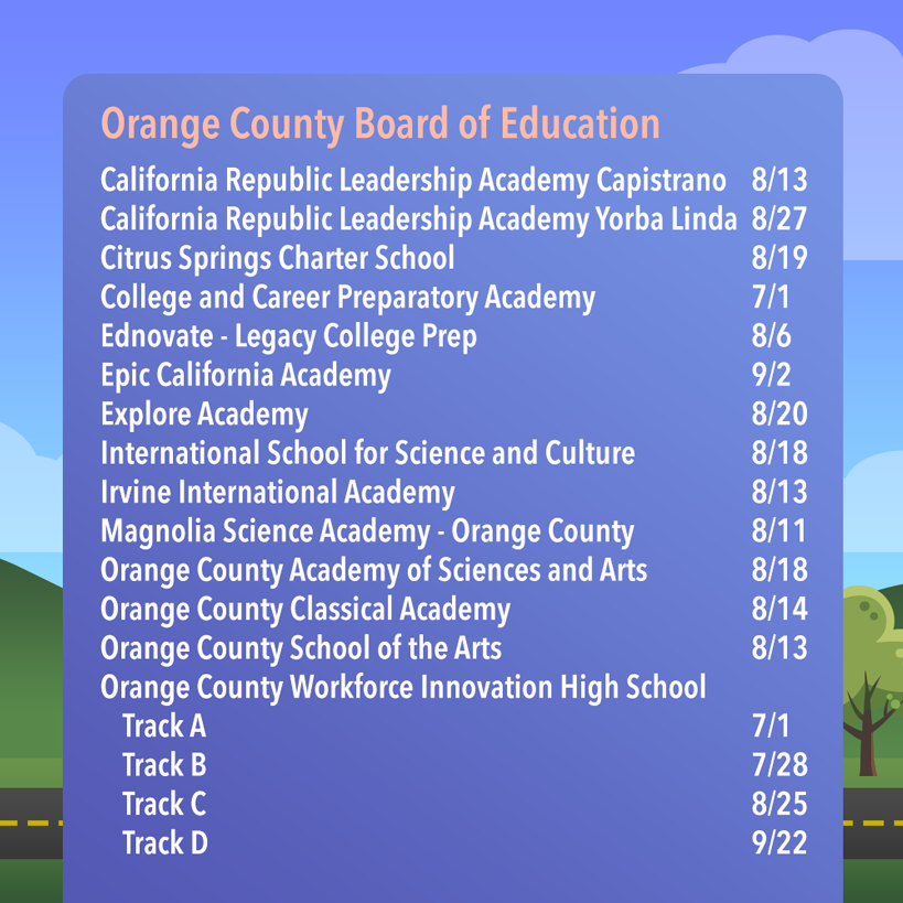 School start dates graphic