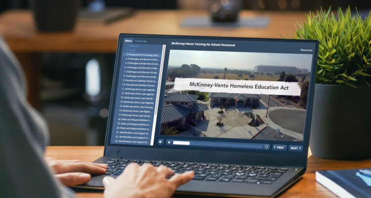 person viewing website for homeless education