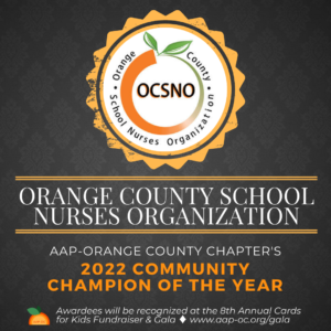 Orange County School Nurses Organization 2022 Community Champion of the Year graphic
