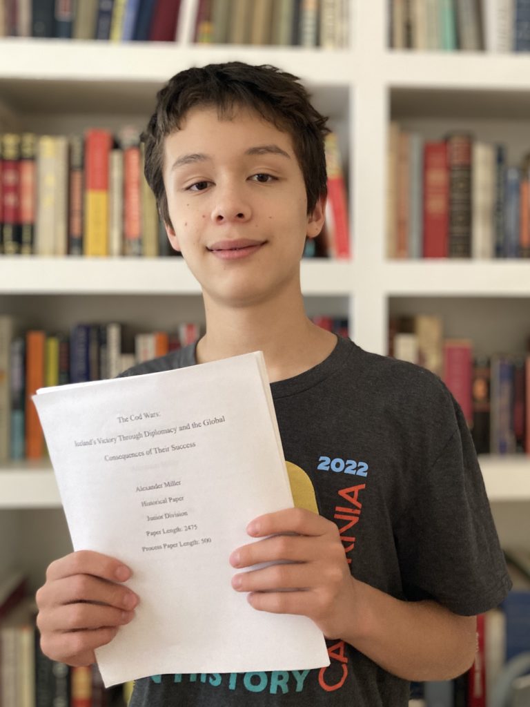 Lakeside Middle School student Alexander Miller presents his historical paper titled, "The Cod Wars: Iceland’s Victory Through Diplomacy and the Global Consequences of Their Success." 