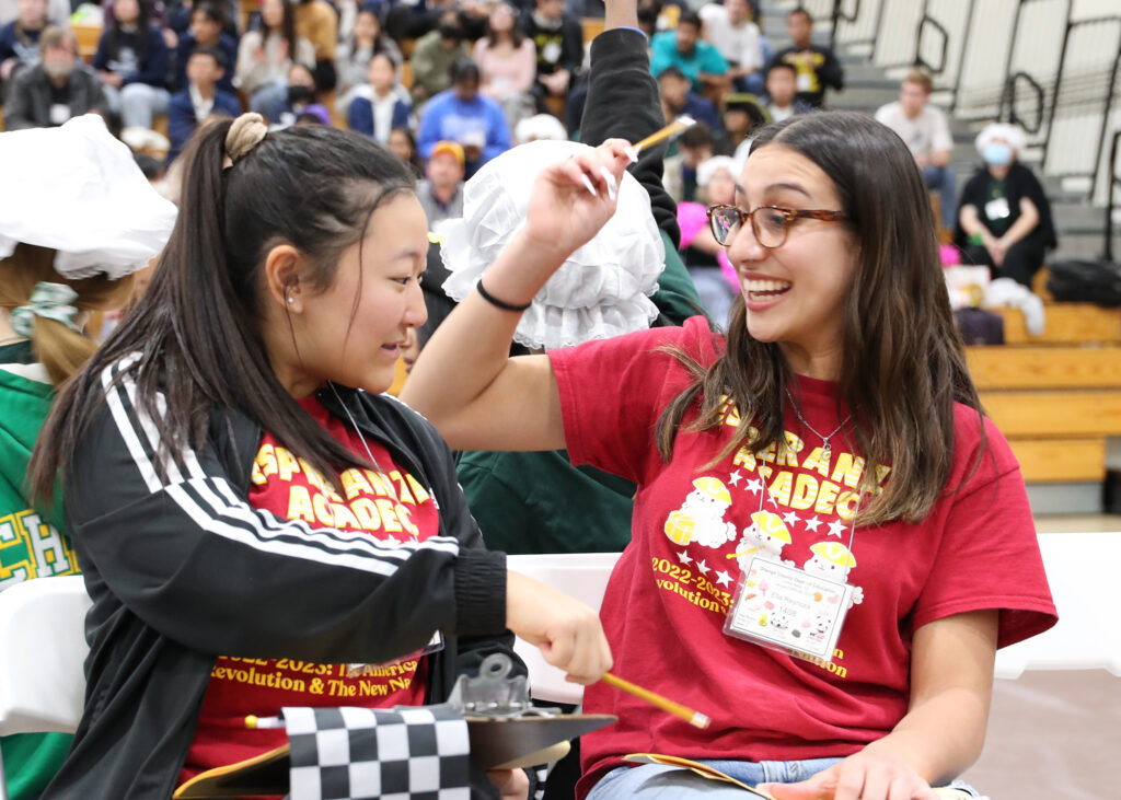 Students compete in the Super Quiz Relay at the Orange County Academic Decathlon.