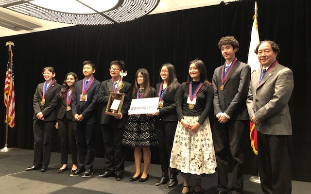 Woodbridge High School students win third place overall at the California Academic Decathlon in March.
