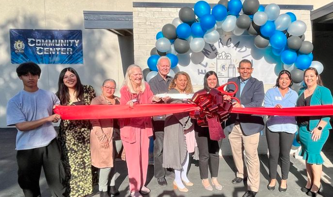 Anaheim Union High School District students, staff and board members open the "Gilbert Mercadito"