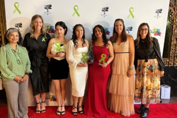 Woodbridge High School students join Orange County Health Care Agency representatives at the 2023 Directing Change awards ceremony.