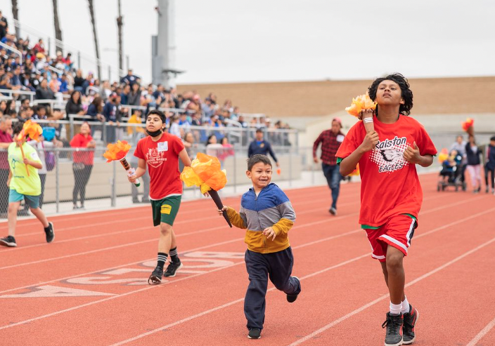 Garden Grove students compete in the torch relay event to kick off the 52nd Special Games.