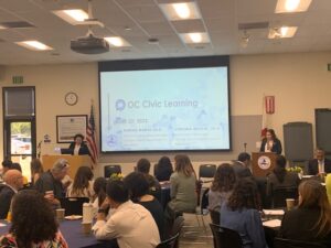 Virginia Resichl and Marika Manos present at 2023 OC Civic Learning Celebration
