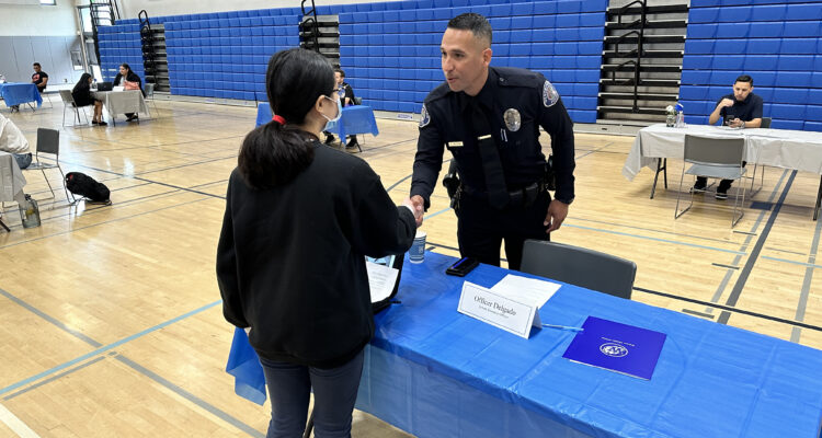 Warner Middle School exit interviews handshake